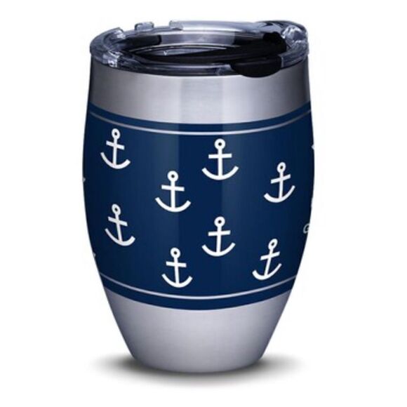 Life is Good Navy Blue White Anchor 12 oz. Stainless Steel Summer Hot Cold Cup - Picture 1 of 16